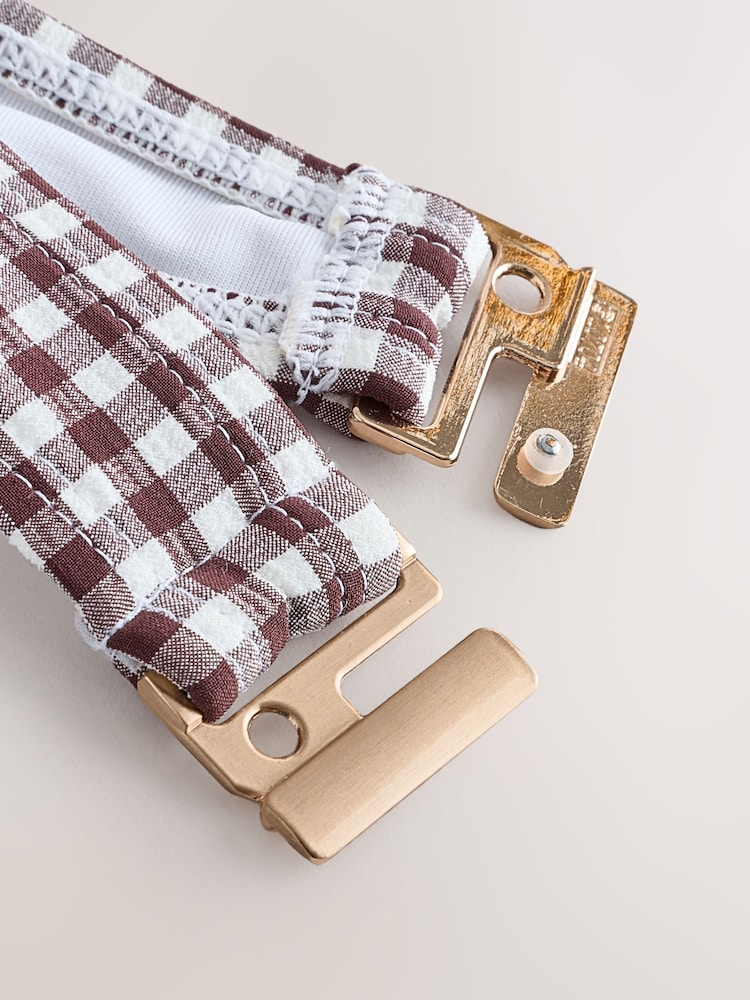 בצבע חום כהה משובץ - חולצת ביקיני - תמונה 8 מתוך 8