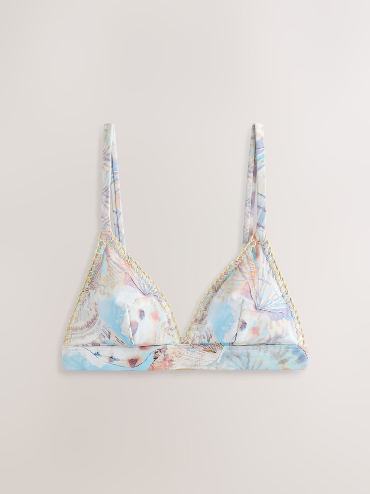 Пастельно-синяя ракушка - Бикини-топ с треугольным принтом - Изображение 1 4 Пастельно-синяя ракушка - Бикини-топ с треугольным принтом - Изображение 1 4