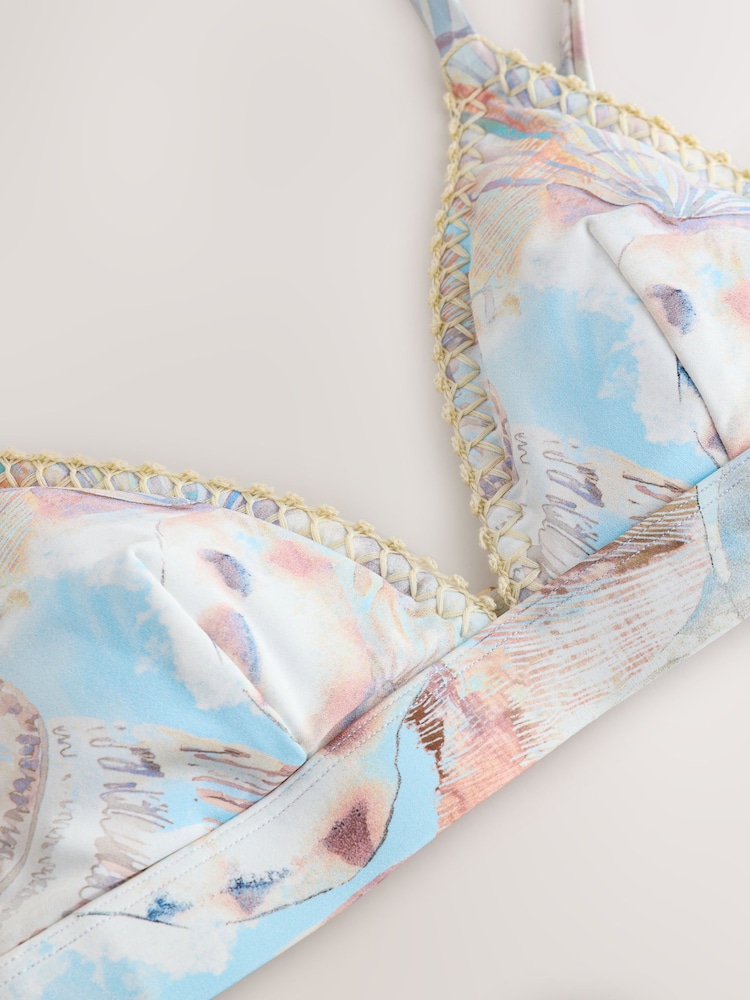 Пастельно-синяя ракушка - Бикини-топ с треугольным принтом - Изображение 2 4 Пастельно-синяя ракушка - Бикини-топ с треугольным принтом - Изображение 2 4