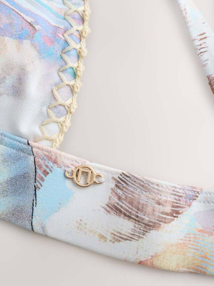 Pastel Blue Shell Whipstitch Triangle Bikini Top - Image 8 of 8