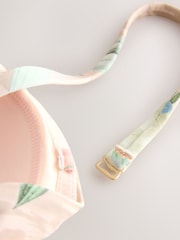 Rosa geblümt - Figurformender Bandeau-Badeanzug mit Rüschenbesatz und Leitereinsatz - Bild 5 von 5