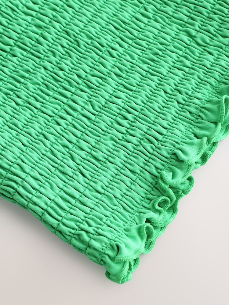 Green Shirred Bandeau Bikini Top - Image 3 of 3