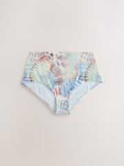 Pastel Blue Shell Midi Waist Beaded Tanga Bikini Bottoms - Image 5 of 7
