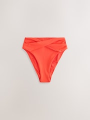Red High Waist High Leg Bikini Bottoms - Image 1 of 4