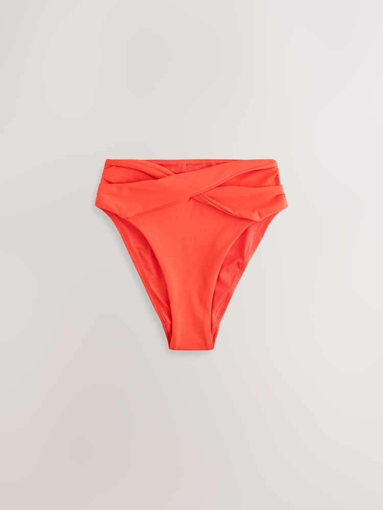 Red High Waist High Leg Bikini Bottoms - Image 1 of 4