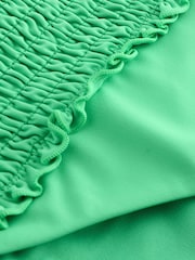 Green Shirred High Leg Bikini Bottoms - Image 3 of 3