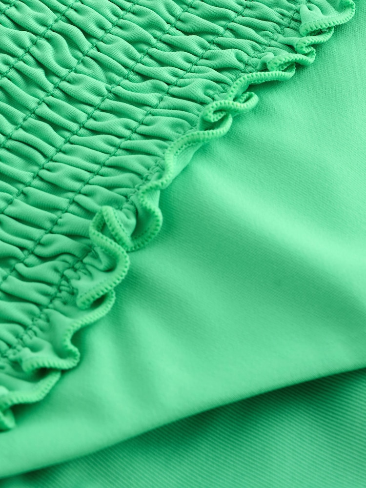 Green Shirred High Leg Bikini Bottoms - Image 7 of 7