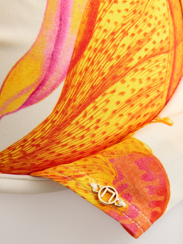 Kew Gardens Tropical Print Padded Wired Plunge Bikini Top - Image 6 of 6