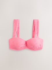 Pink Broderie Wired Bandeau Bikini Top - Image 3 of 6