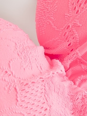 Pink Broderie Wired Bandeau Bikini Top - Image 4 of 6