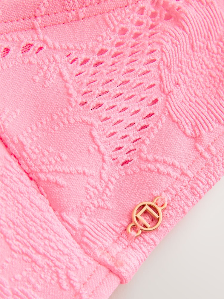 Pink Broderie Wired Bandeau Bikini Top - Image 6 of 6