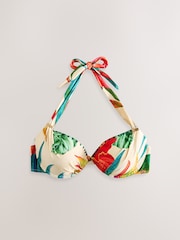 Red Tropical Padded Shaping Wired Halter Bikini Top - Image 1 of 4