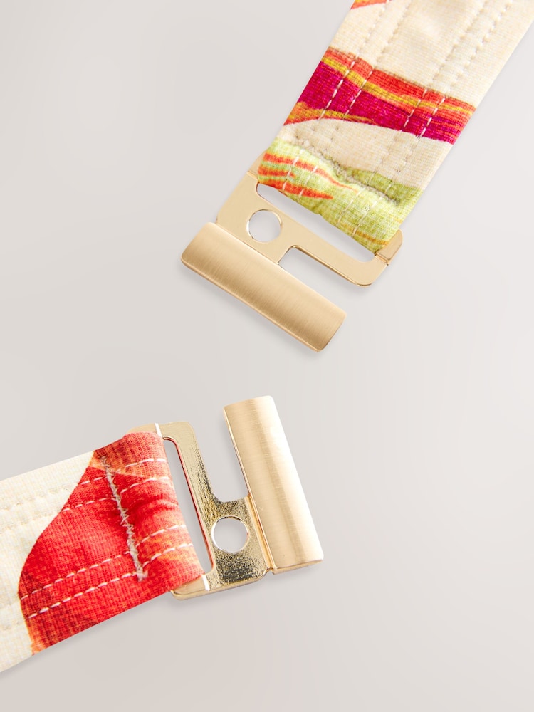 Red Tropical Padded Shaping Wired Halter Bikini Top - Image 4 of 4