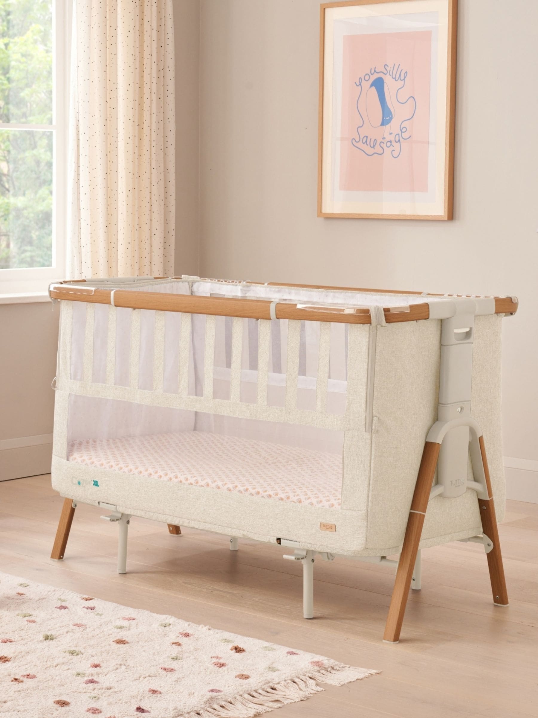 Tutti Bambini Unisex Infant Scandi Walnut Ecru Scandi Walnut Ecru Cozee Xl Bedside Crib & Cot