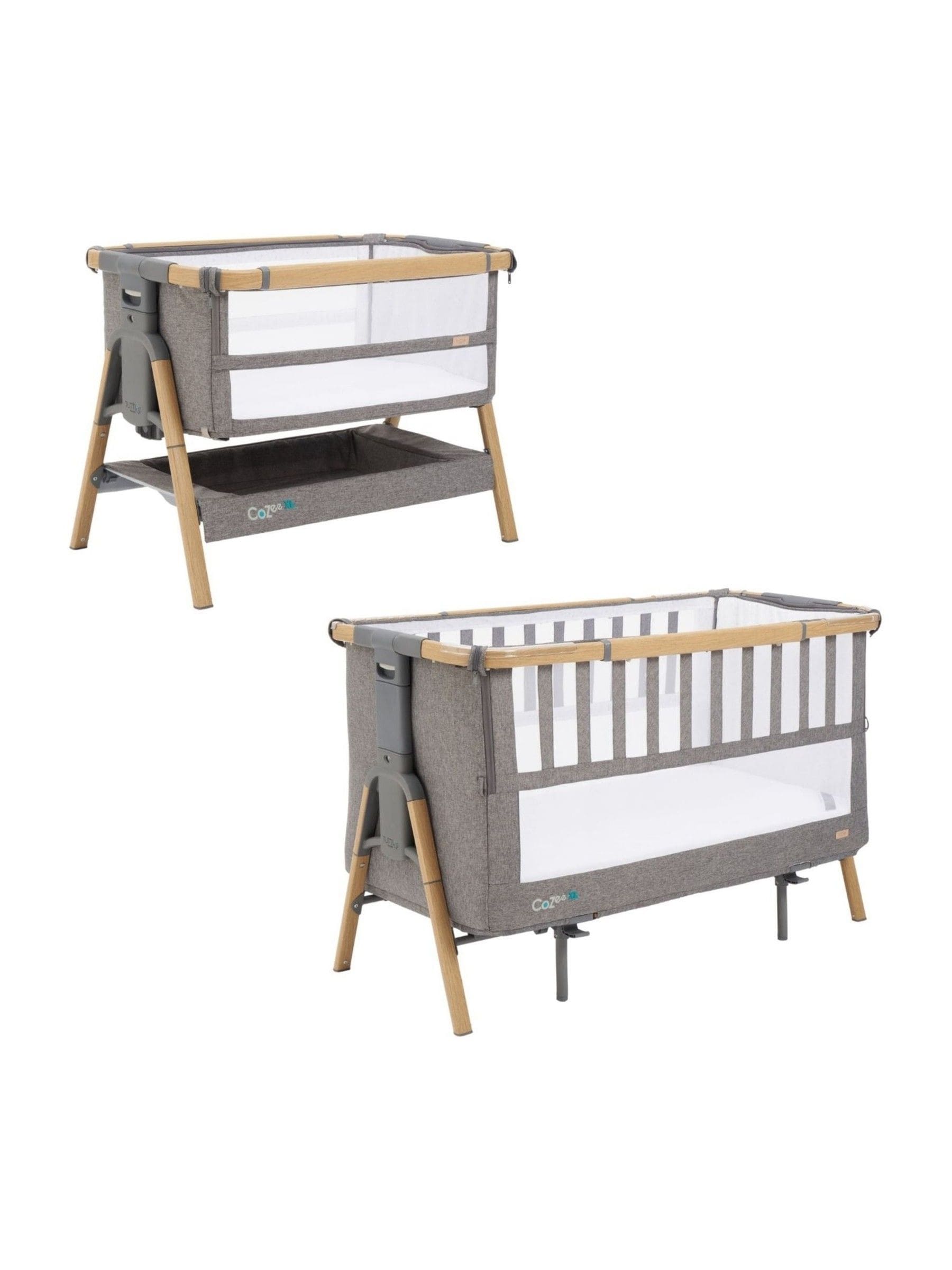 Buy Tutti Bambini Oak Charcoal CoZee XL Bedside Crib & Cot from