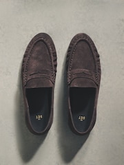The Set Chocolate Brown Premium Suede Loafers - Image 1 of 4