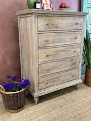 Kirei Home Natural Mango Wood Five Drawer Tallboy - Image 4 of 6