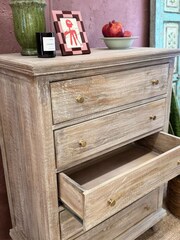 Kirei Home Natural Mango Wood Five Drawer Tallboy - Image 5 of 6