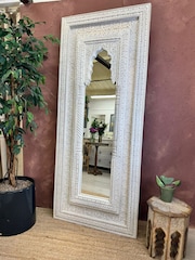 Kirei Home White Tall Whitewashed Floor Mirror - Image 1 of 4