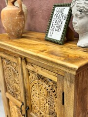Kirei Home Natural Hand Carved Mango Wood Sideboard - Image 3 of 4