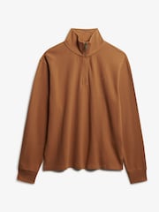 Superdry Brown Ribbed Half Zip Jumper - Image 7 of 7