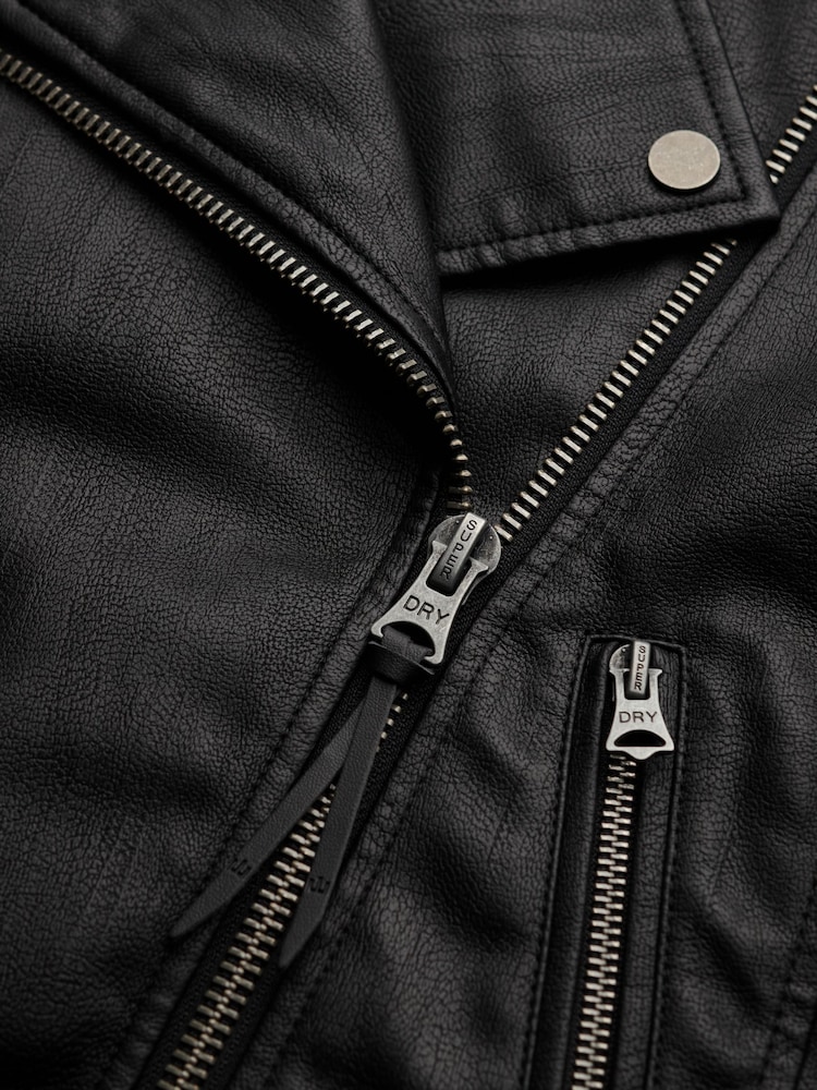 Superdry Classic Faux Leather Biker Black Jacket - Image 8 of 8 Superdry Classic Faux Leather Biker Black Jacket - Image 8 of 8