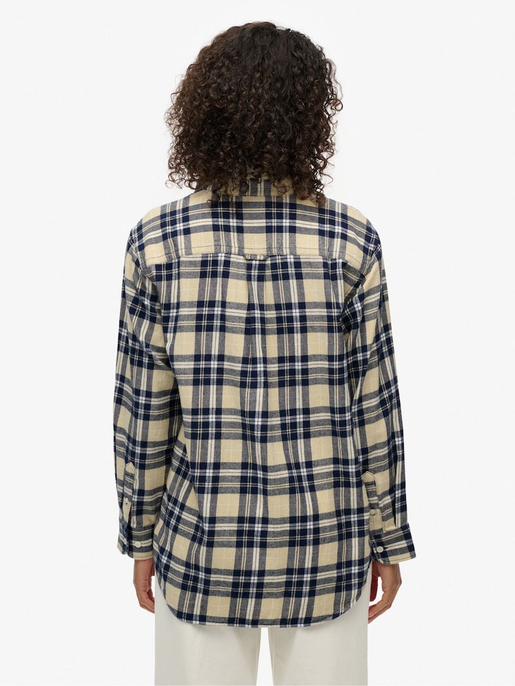 Superdry Blue Check Flannel Boyfriend Shirt - Image 2 of 7