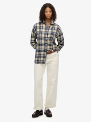 Superdry Blue Check Flannel Boyfriend Shirt - Image 4 of 7