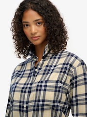 Superdry Blue Check Flannel Boyfriend Shirt - Image 6 of 7