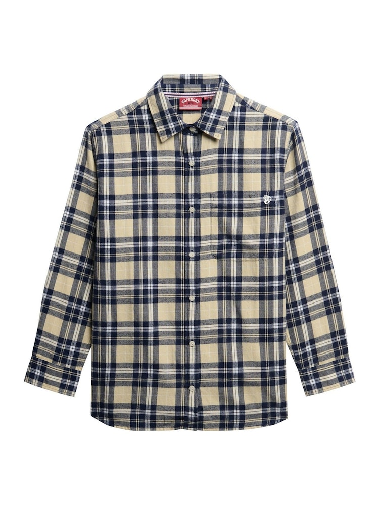 Superdry Blue Check Flannel Boyfriend Shirt - Image 7 of 7