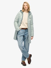 Superdry Grey Hooded Fuji Lite Mid Length Padded Jacket - Image 4 of 8