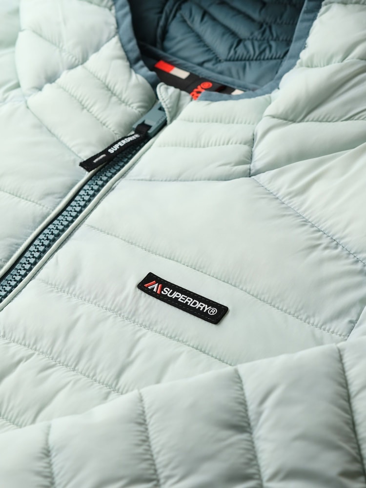 Superdry Grey Hooded Fuji Lite Mid Length Padded Jacket - Image 8 of 8 Superdry Grey Hooded Fuji Lite Mid Length Padded Jacket - Image 8 of 8