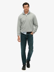 Superdry Grey Ribbed Half Zip Jumper - Image 1 of 7