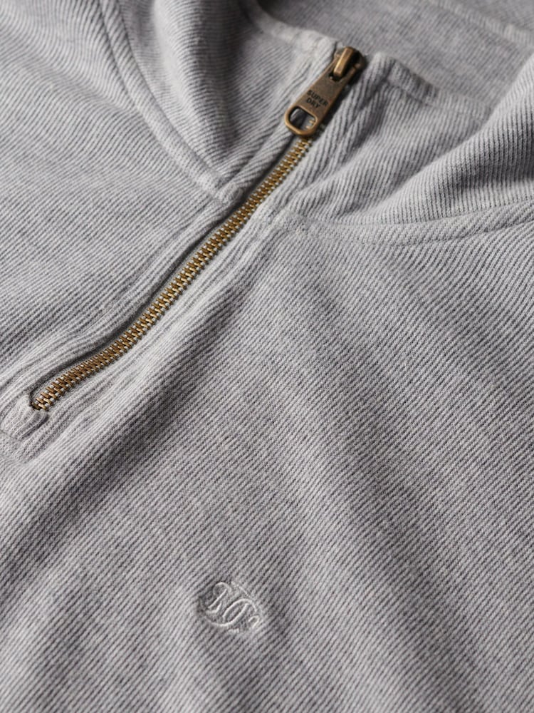 Superdry Grey Ribbed Half Zip Jumper - Image 7 of 7 Superdry Grey Ribbed Half Zip Jumper - Image 7 of 7