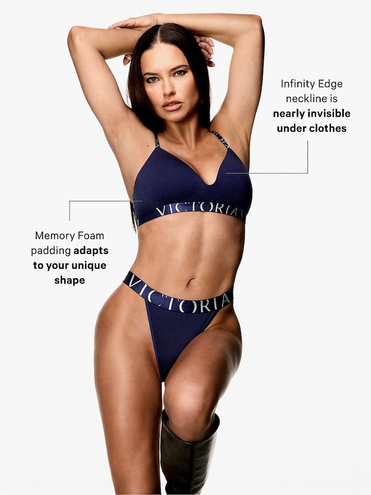 Victoria's Secret Black Lightly Lined Non Wired Cotton Exploded Logo Bra - Image 4 of 4