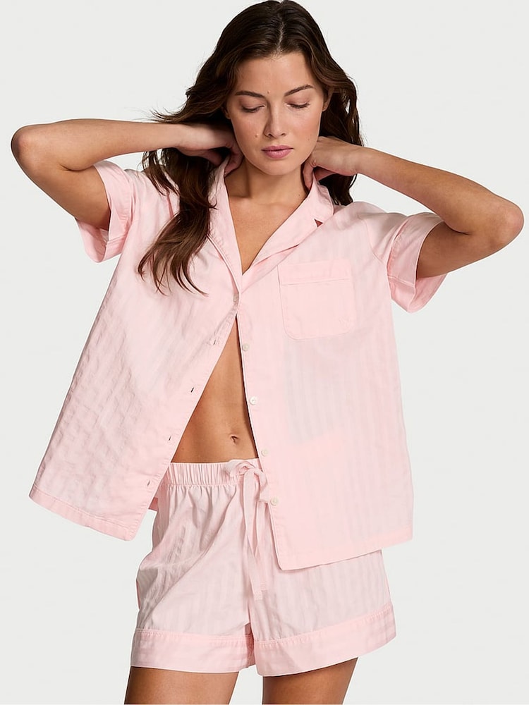 Victoria's Secret Pretty Blossom Pink Shadow Heritage Cotton Short Pyjama Set - Image 1 of 2