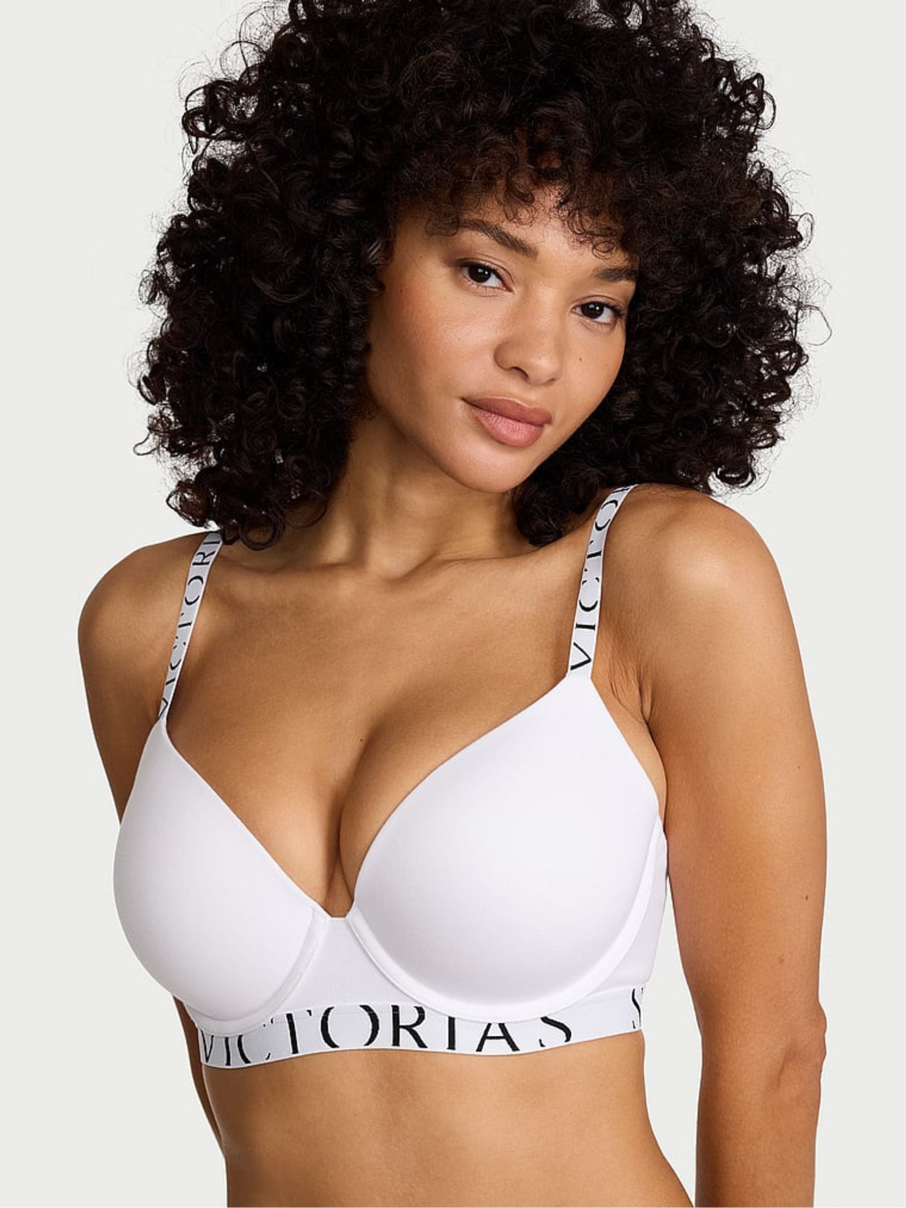 Victoria's Secret White Full Cup Push Up Cotton Exploded Logo Bra