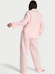 Victoria's Secret Pretty Blossom Pink Shadow Stripe Cotton Long Pyjama Set - Image 2 of 2