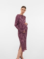 Mamalicious Purple Swirl Print Plisse Dress - Image 1 of 3