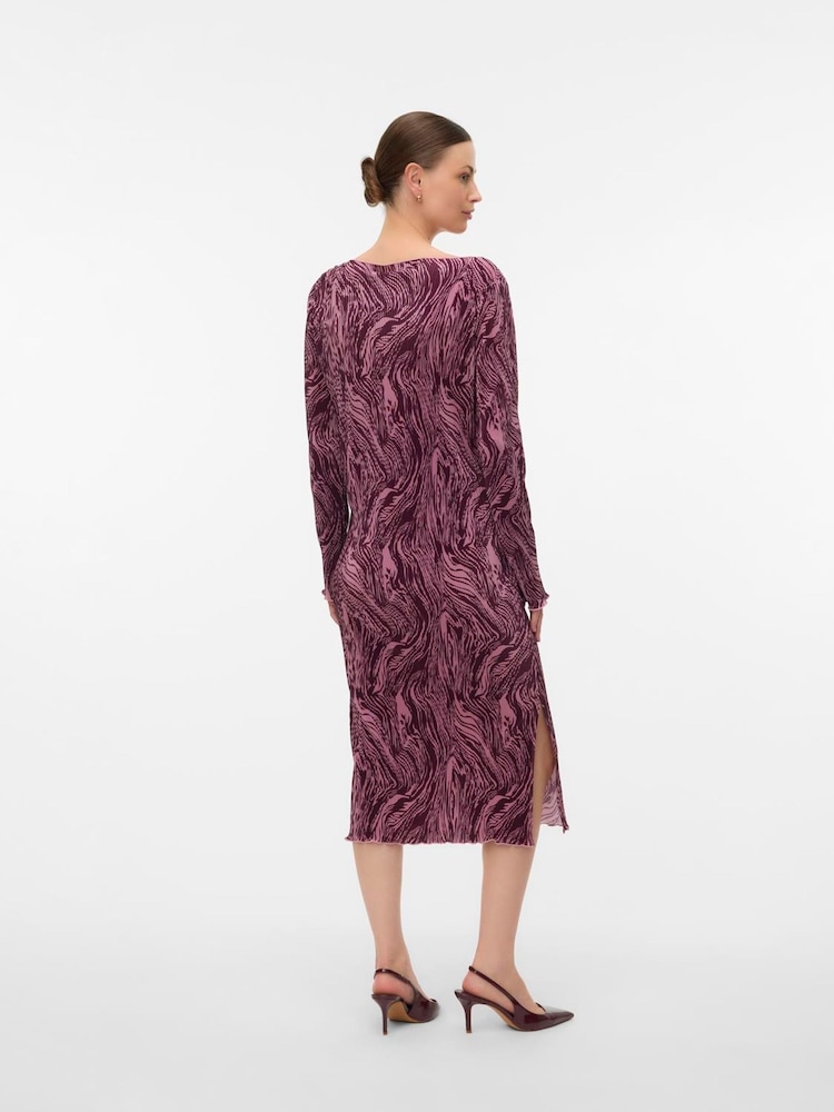 Mamalicious Purple Swirl Print Plisse Dress - Image 2 of 3