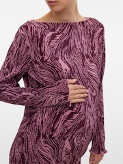 Mamalicious Purple Swirl Print Plisse Dress - Image 3 of 3