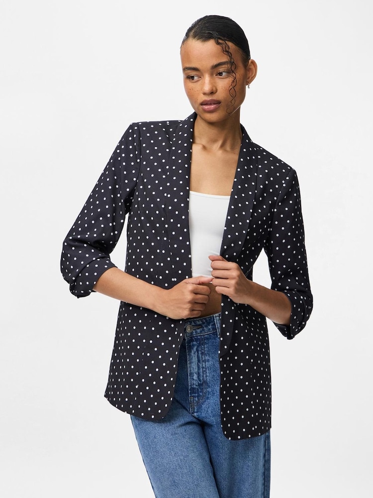 PIECES Black 3/4 Length Sleeve Blazer - Image 1 of 4 PIECES Black 3/4 Length Sleeve Blazer - Image 1 of 4