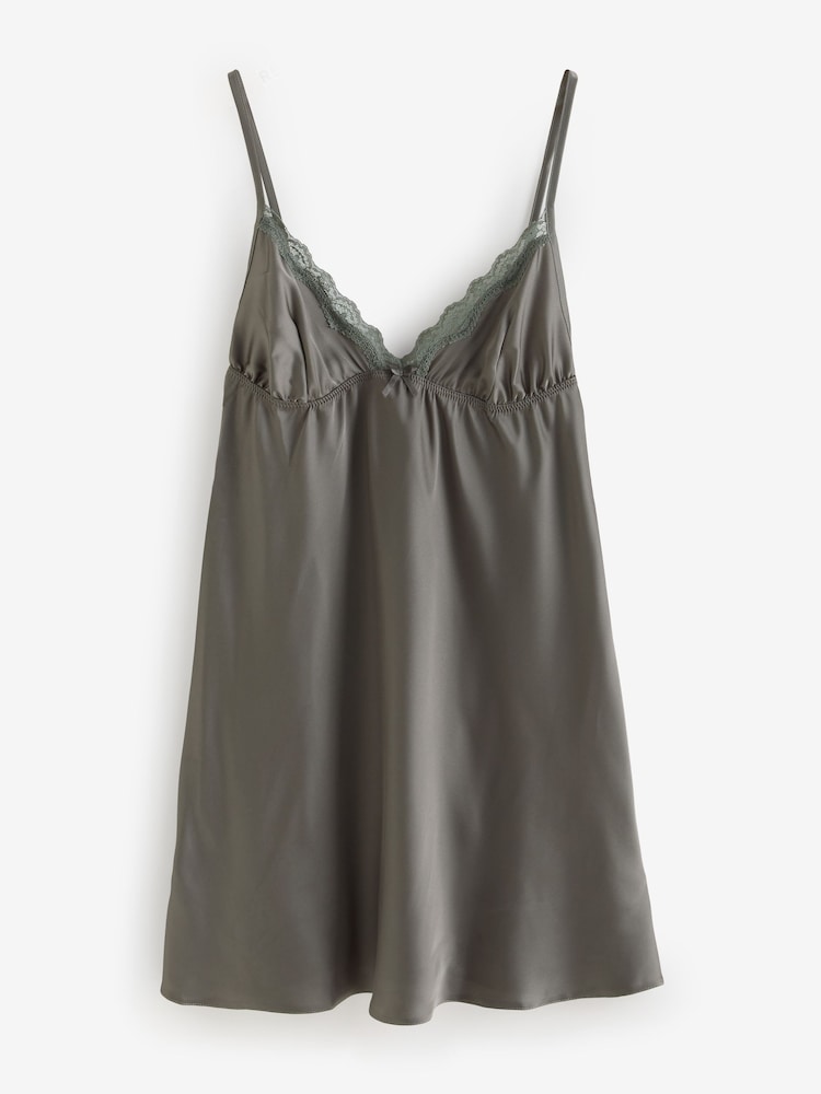 Boux Avenue Kaya Lace Trim Satin Chemise - Image 1 of 1 Boux Avenue Kaya Lace Trim Satin Chemise - Image 1 of 1