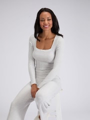 Boux Avenue Grey Lace Trim Rib Pyjamas Set - Image 3 of 5