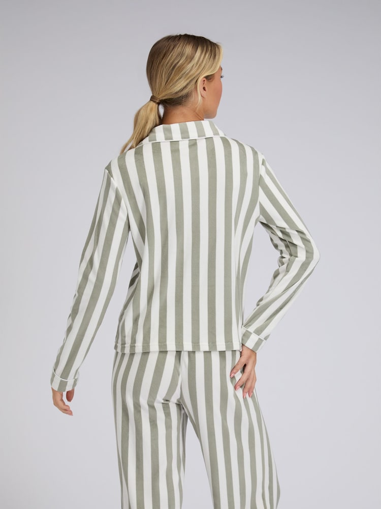 Boux Avenue Green Stripe Velour Pyjamas Set - Image 2 of 6 Boux Avenue Green Stripe Velour Pyjamas Set - Image 2 of 6