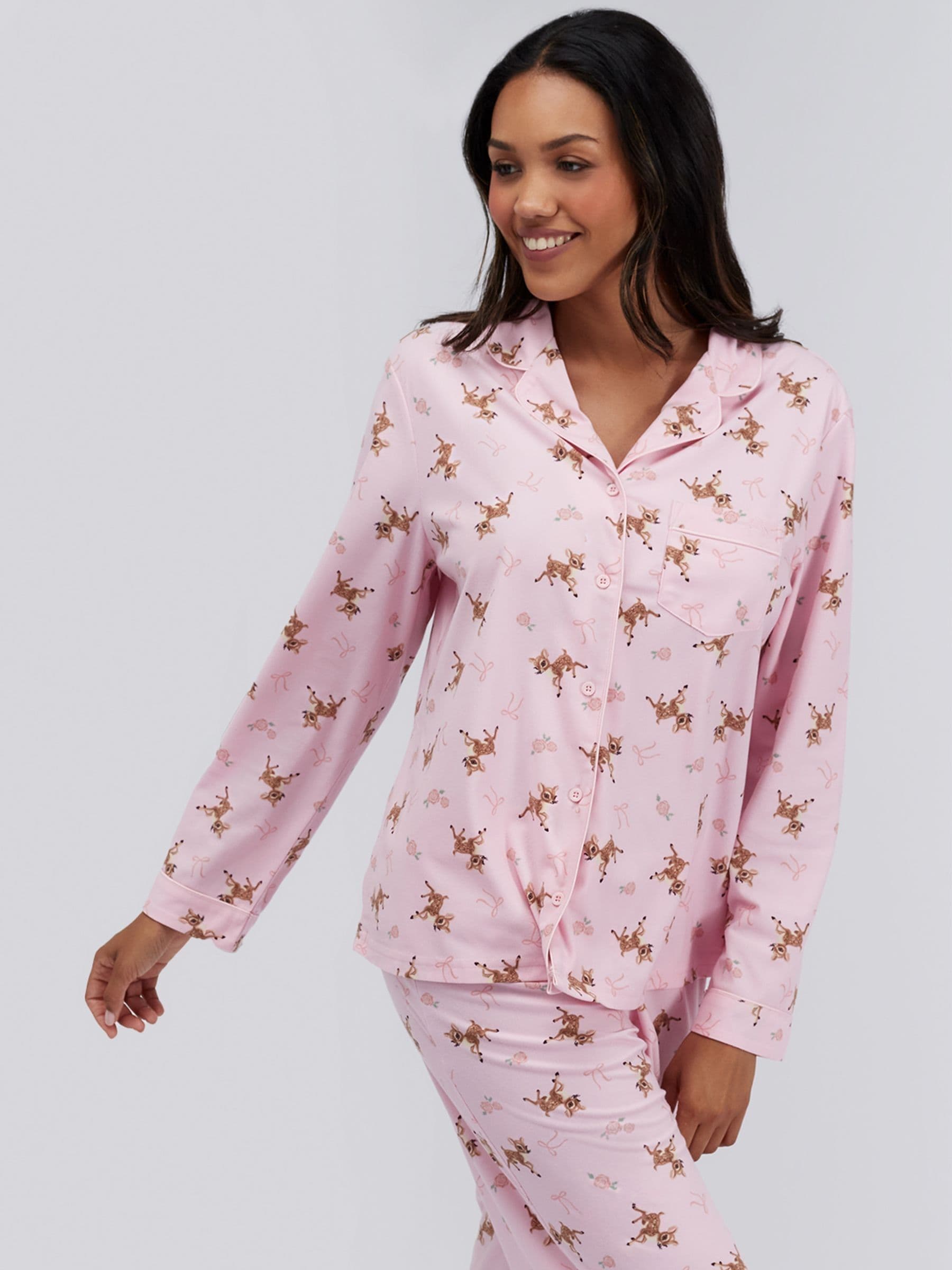 Buy Boux Avenue Pink Deer Print Trouser Pyjamas In a Bag from the