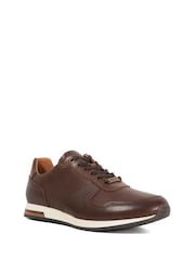 Dune London Brown Trilogy Wide Fit Perforated Runner Shoes - Image 2 of 5