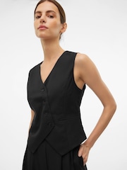 VERO MODA Black Asymmetric Button Waistcoat - Image 1 of 5