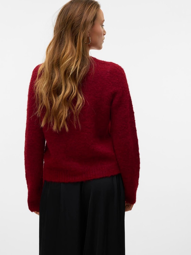 VERO MODA Red Knitted Button Down Cardigan - Image 2 of 5 VERO MODA Red Knitted Button Down Cardigan - Image 2 of 5