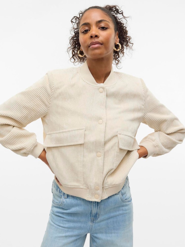 Buy VERO MODA Cream Cord Bomber Jacket from the Next UK online shop